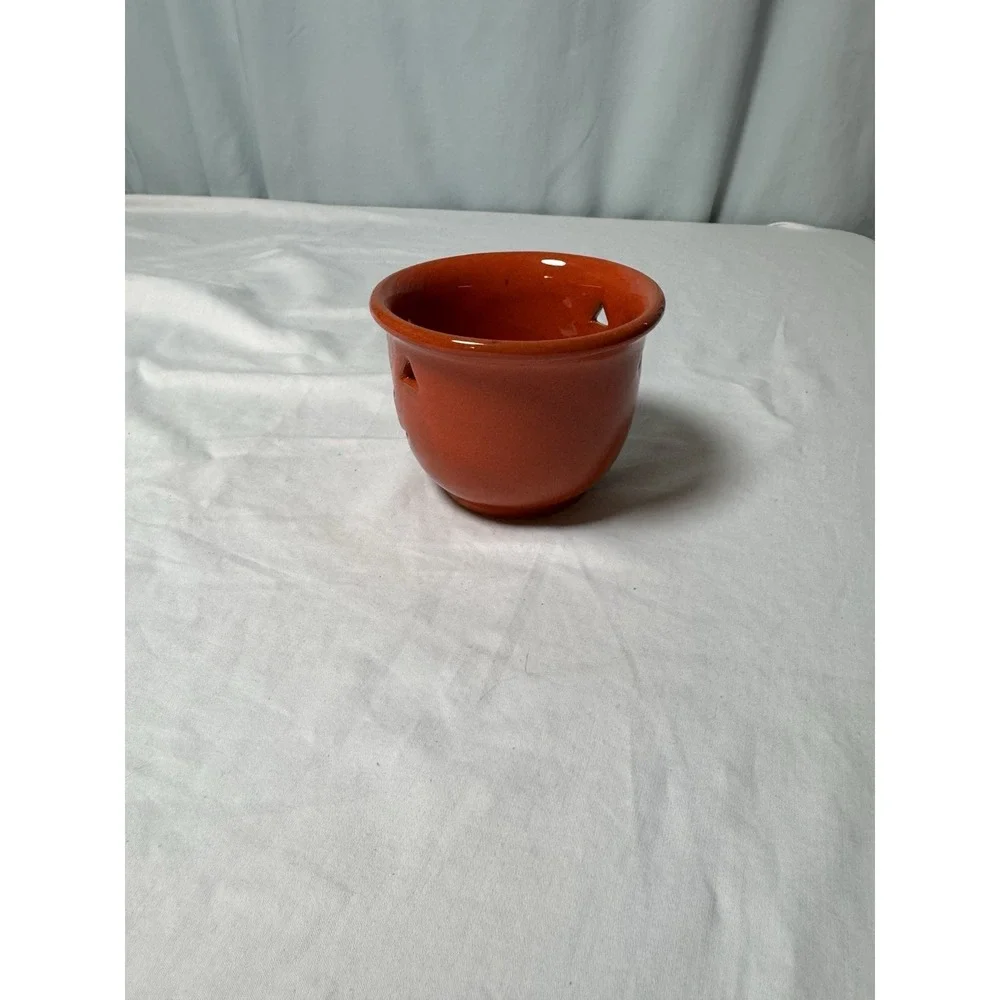 Jack-O-Lantern Halloween Pumpkin Ceramic Candle Holder Orange Pier1 Vintage
